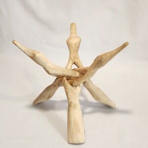 Hand Carved 10" Wooden Cobra Tripod Stand For Plants Bowls‎